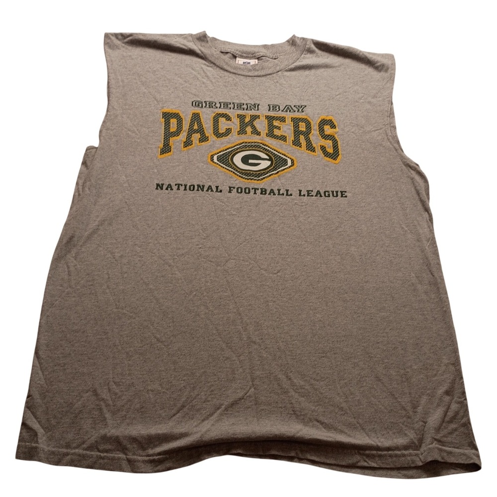 NFL Green Bay Packers Men's Sleeveless Muscle Shirt XL Grey Graphic Tee Football